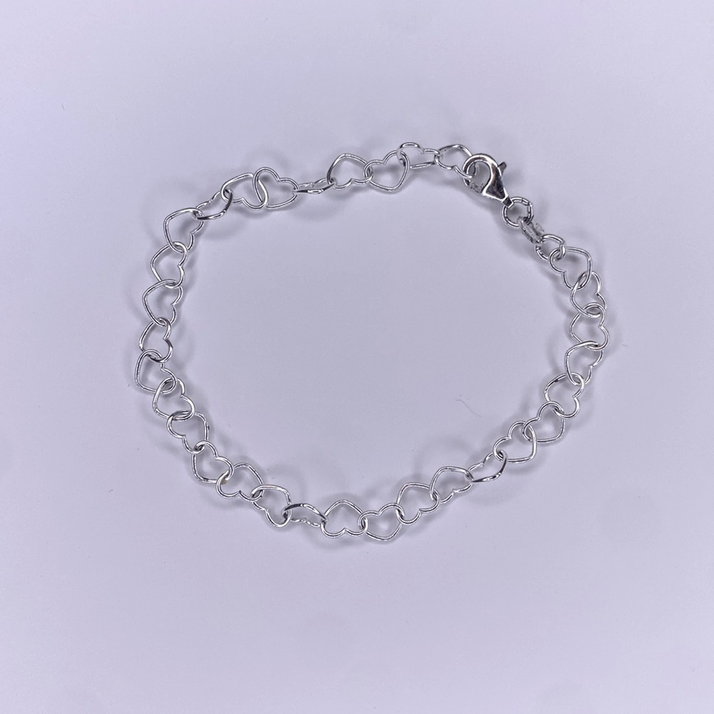 Dainty Silver Heart Chain Bracelet